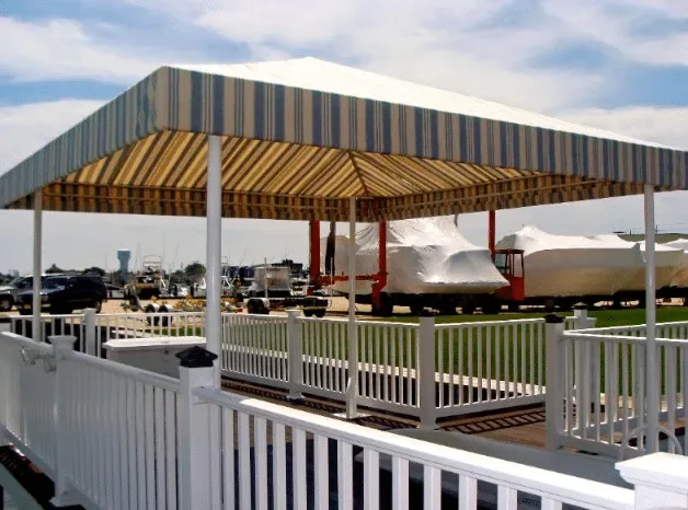 Pyramid-style stationary awning over an entry — All Seasons Awnings, South Jersey