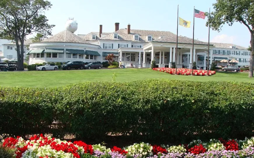 Retractable awning installation at Seaview Country Club — All Seasons Awnings, South Jersey