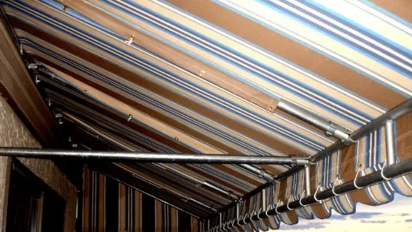 Awning frame and mechanism detail — All Seasons Awnings repair service, South Jersey