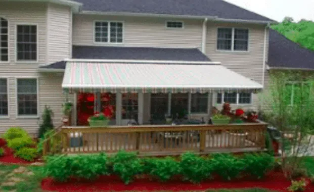 Custom retractable awning frame and fabric detail — All Seasons Awnings, South Jersey